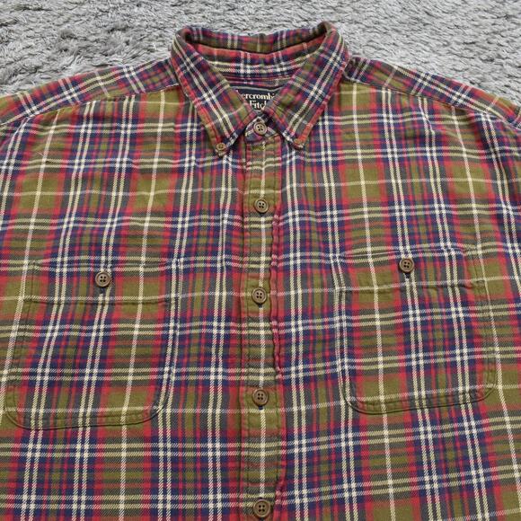 Abercrombie & Fitch Men's L Button Shirt Long Sleeve Plaid Multicolor Quality - Picture 4 of 8